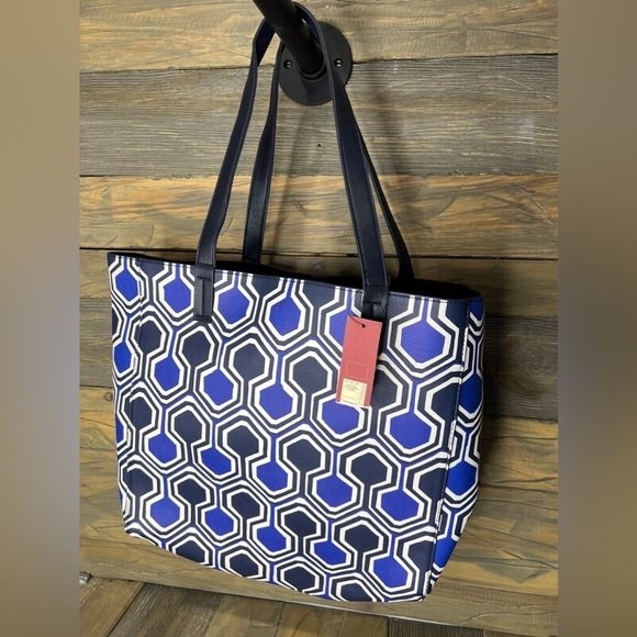 Merona Handbags - BAG047.13 NWT Merona Blue Geometric Tote Bag